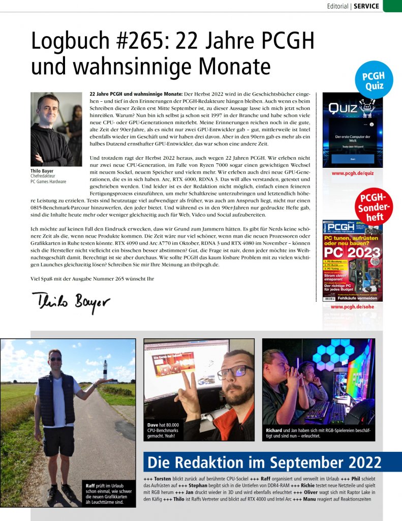 [27/09/2022] 22 Jahre PCGH gehen nicht unbemerkt an uns vorbei. Im Editorial geht Chefredakteur Thilo Bayer auf die aktuelle Zeit ein.