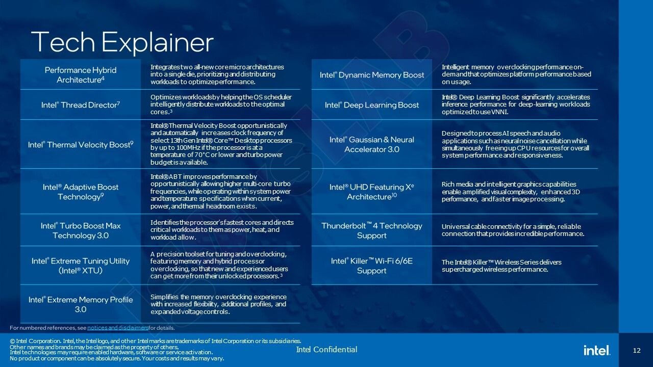 [08/09/2022] Zur kommenden CPU-Generation Raptor Lake wurden offizielle Präsentationsfolien von Intel mit Spezifikationen geleakt. (4)