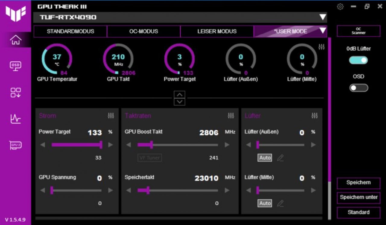 [31/10/2022] Tuning für RTX 4090: Asus GPU Tweak III ausprobiert (2)