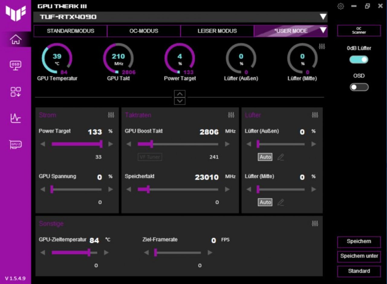 [31/10/2022] Tuning für RTX 4090: Asus GPU Tweak III ausprobiert (3)