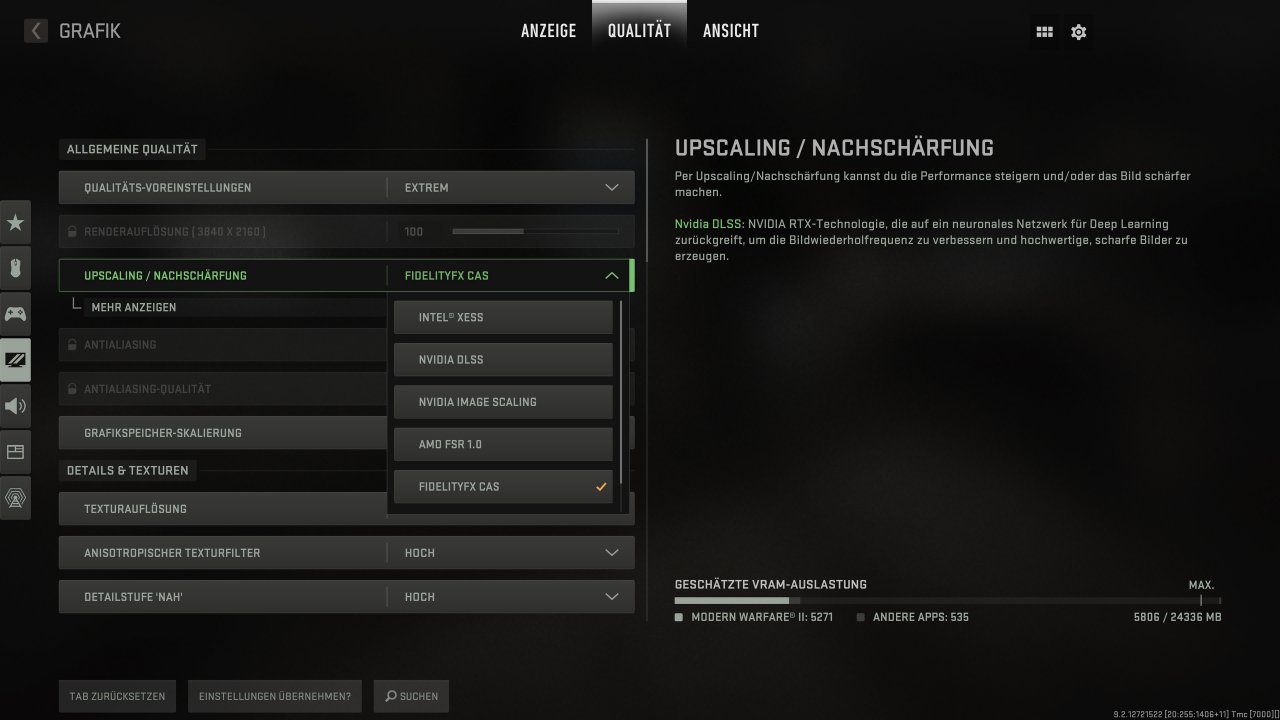 Call of Duty Modern Warfare 2 PC Graphics Options Upscaling