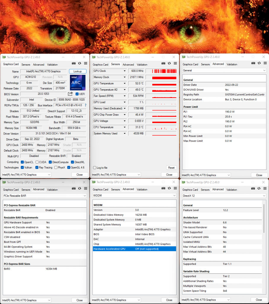[03/10/2022] Intel Arc A770 16GB Limited Edition GPU-Z Overview