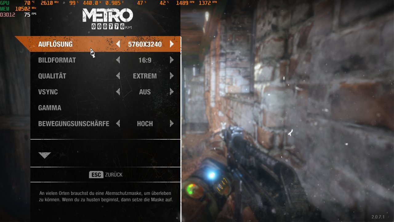 Nvidia Geforce RTX 4090 Founders Edition - Undervolting Test: Metro Exodus Enhanced Edition default: 440 Watt