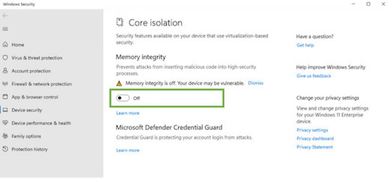 [11/10/2022] Windows 11: Speicherintegrität abschalten
