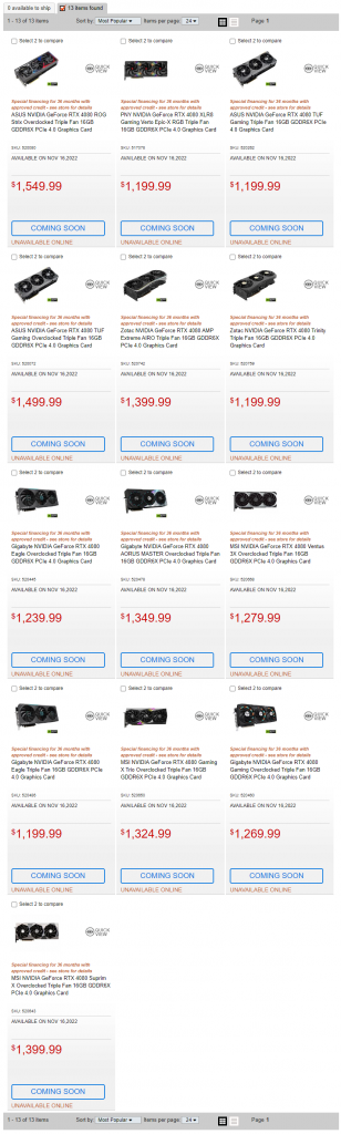 [10/11/2022] Geforce RTX 4080: US-Händler nennt Preise für Custom-Designs (2)