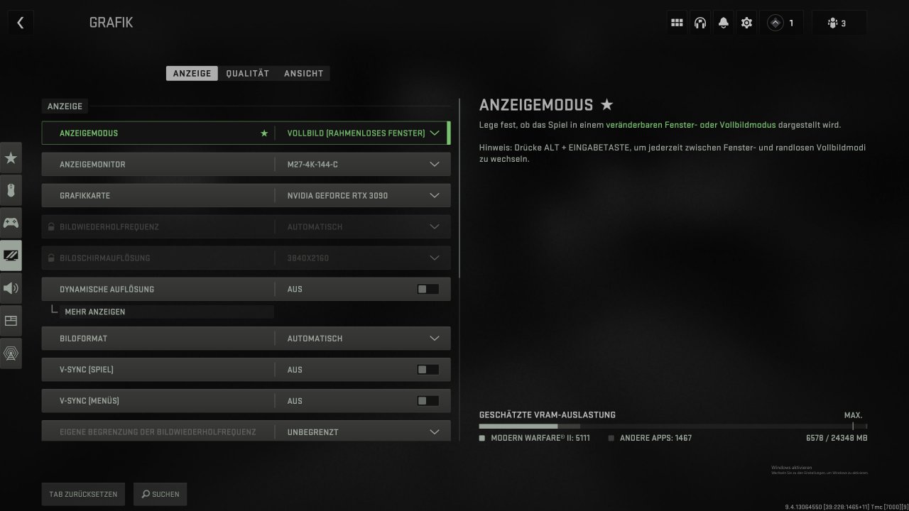 Call of Duty: MW2 (2022) - Grafikmenü - Anzeige. (1)