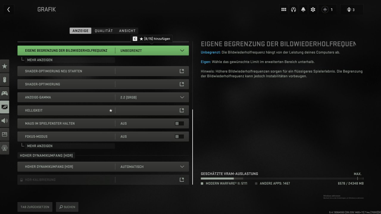 [03/11/2022] Call of Duty: MW2 (2022) - Grafikmenü - Anzeige. (2)