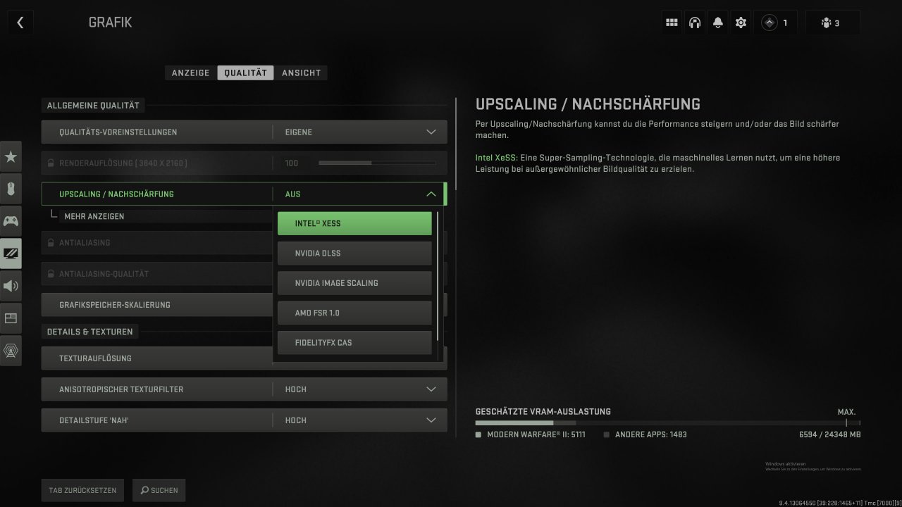 Call of Duty: MW2 (2022) - Grafikmenü - Qualität, Upsampling. (2)