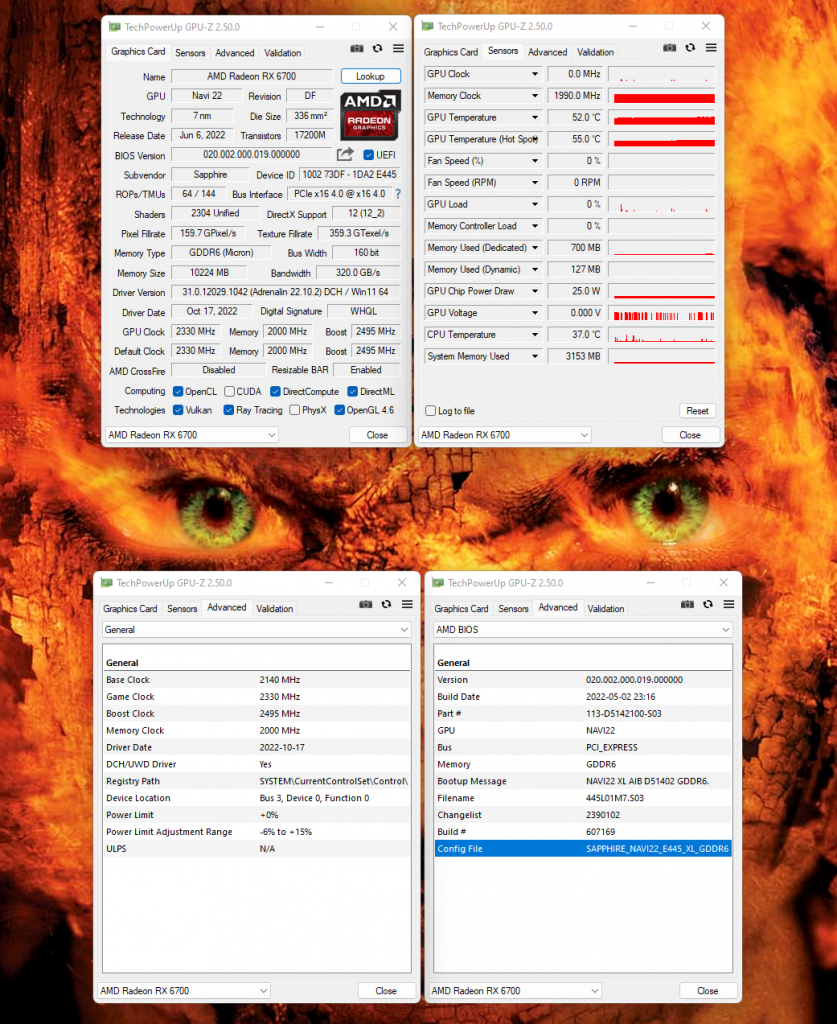[02/11/2022] Radeon RX 6700 GPU Z Overview