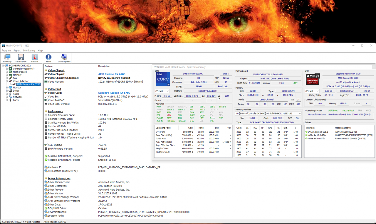 [02/11/2022] Radeon RX 6700: HWInfo Overview (nur die 