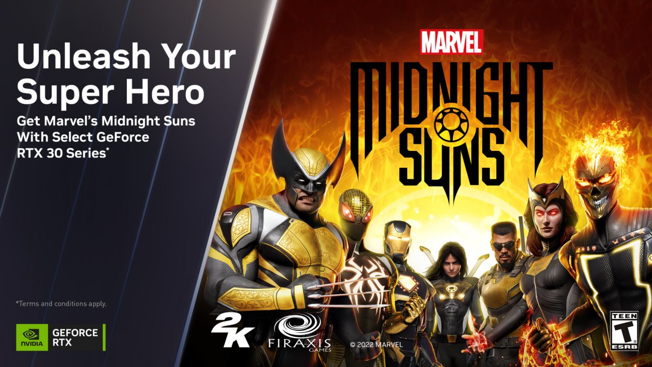 [13/12/2022] Bis zum 6. Januar läuft eine Bundle-Aktion mit Geforce-RTX-GPUs und PCs von Nvidia, bei der Teilnehmer Marvel’s Midnight Suns kostenlos erhalten können.