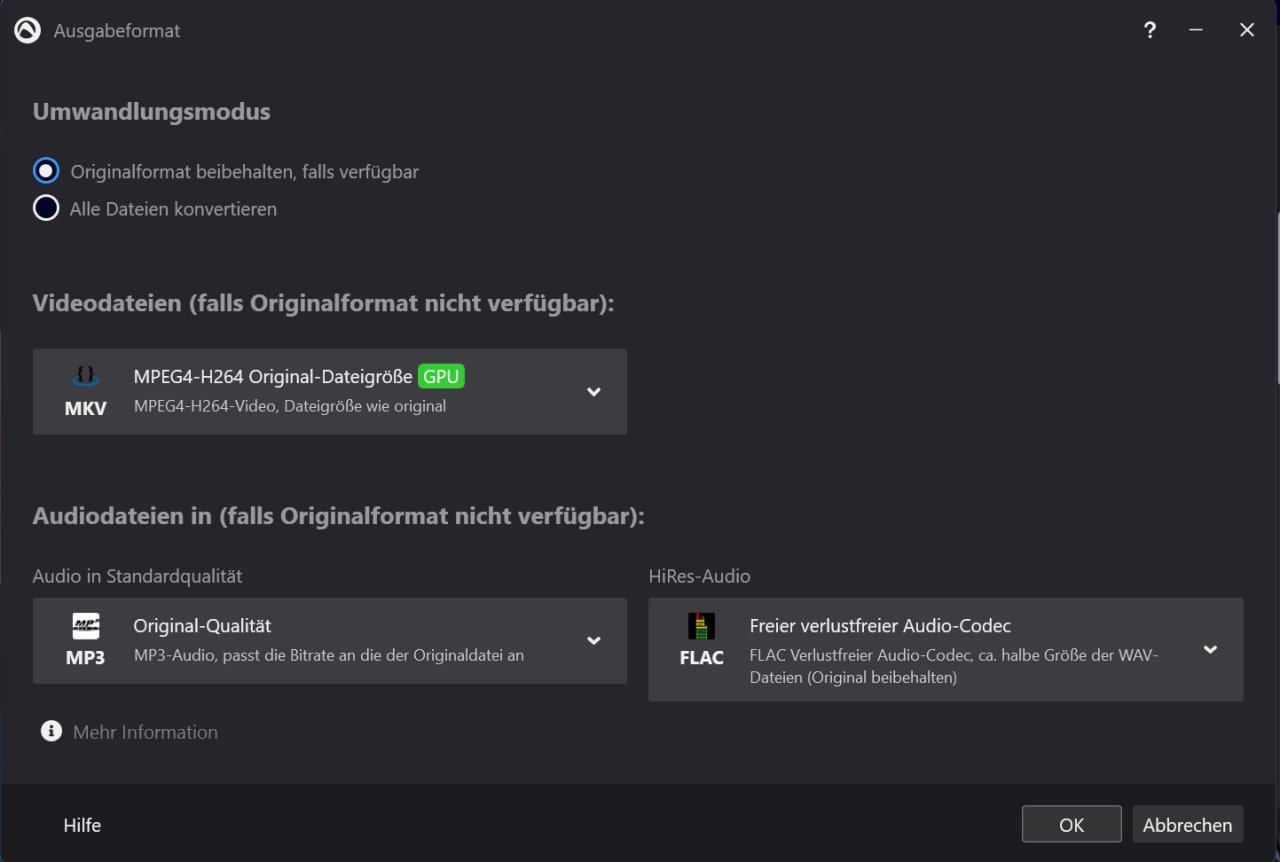[02/01/2023] Audials One: Codecs anpassen.