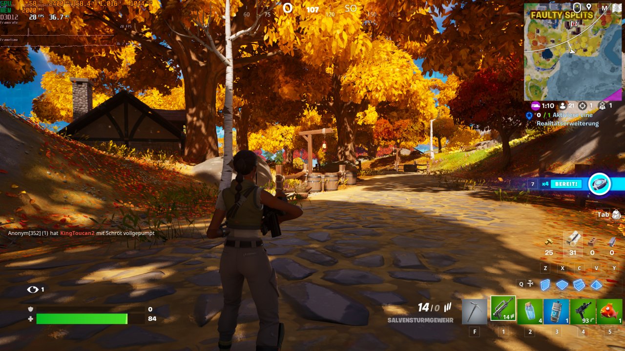 [25/01/2023] Fortnite: Sieht seit dem Wechsel auf die Unreal Engine 5 nicht nur ungewohnt gut aus, sondern läuft auch tadellos mit einer Arc-Grafikkarte (inkl. Lumen und Hardware-Raytracing).