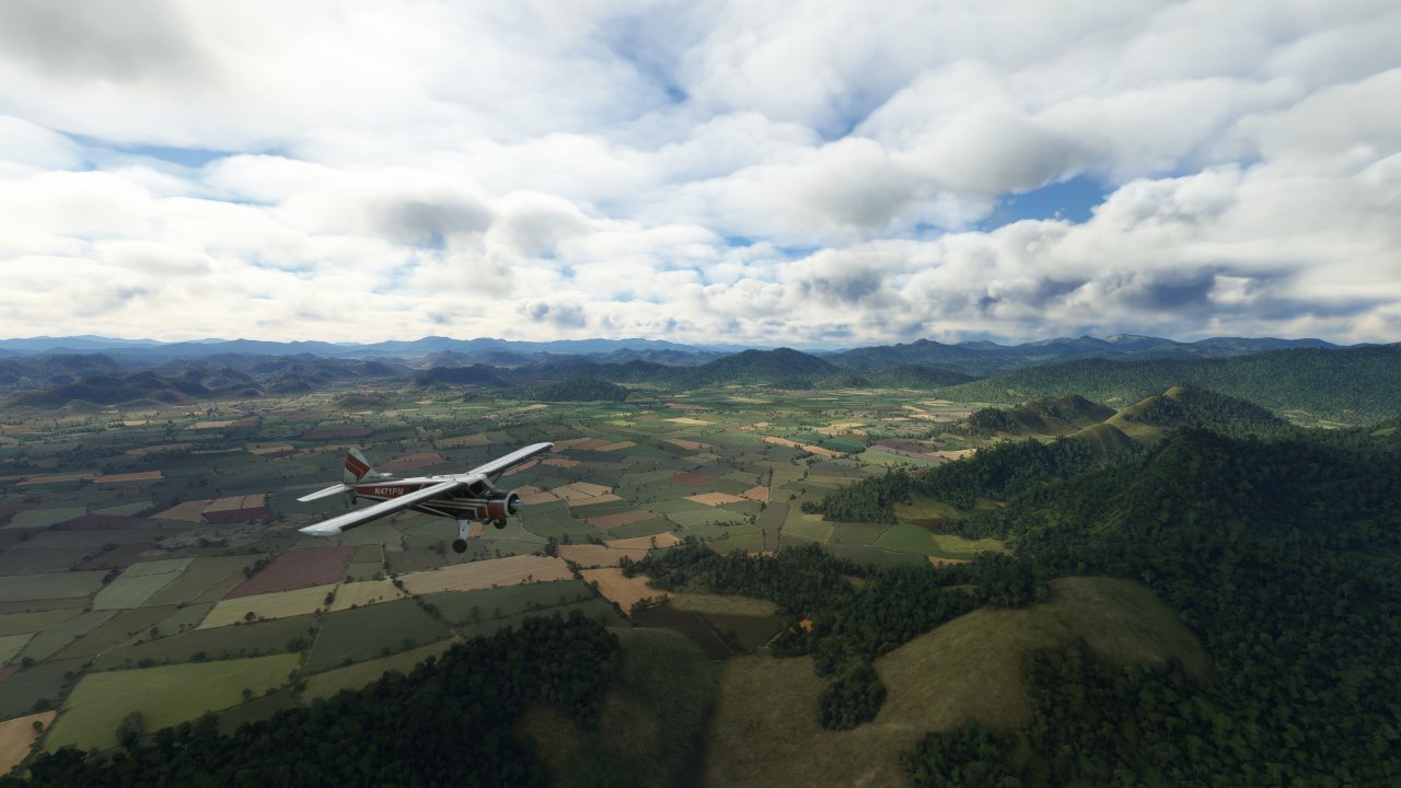 [20/01/2023] Microsoft Flight Simulator 2020 - Diese Landschaft ist hübsch, allerdings nicht authentisch. Wir befinden uns am Rande der zumindest in ihrer Größe (wir wollen u. a. das Erzgebirge nicht über Gebühr dissen) landschaftlich ziemlich einzigartigen, berühmten Zhangjiajie-Berge in der chinesischen Provinz Hunan, die auch als 
