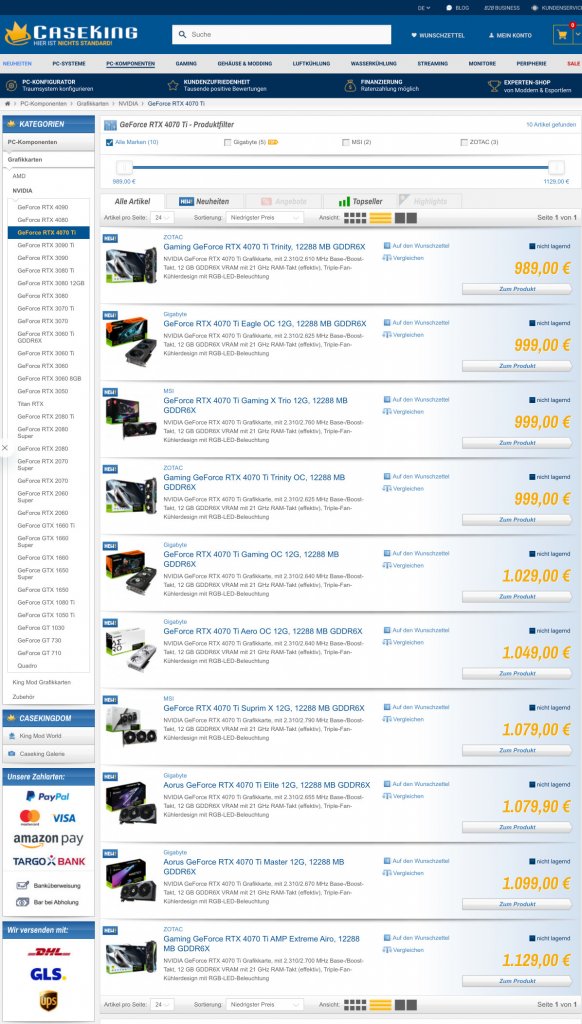 [04/01/2023] Geforce RTX 4070 Ti: Keine Karte zur UVP