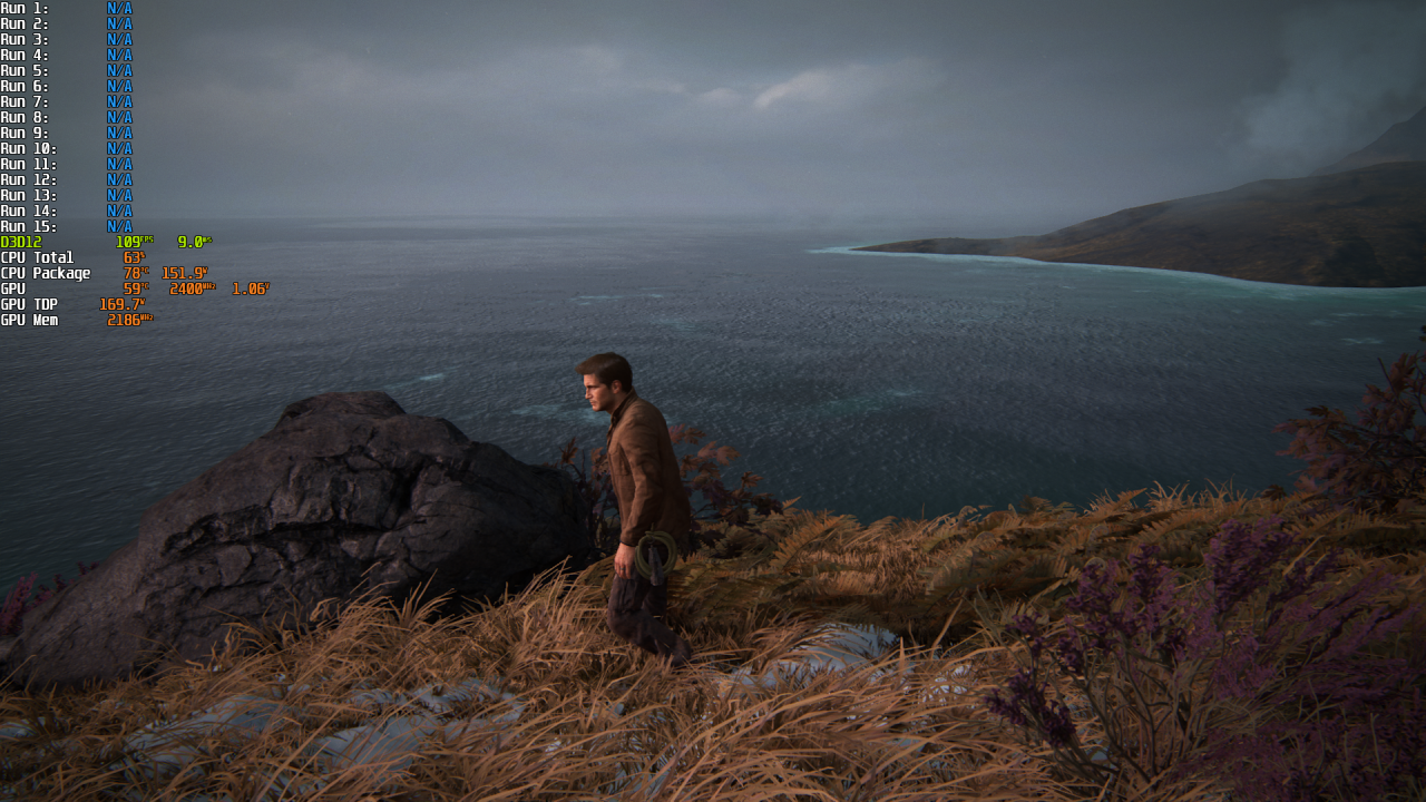 [25/01/2023] Uncharted 4 &nbsp;(Legacy of Thieves Collection): Das ehemals schmierige TAA ist behoben - die relativ schwache Performance mit Arc ist geblieben.