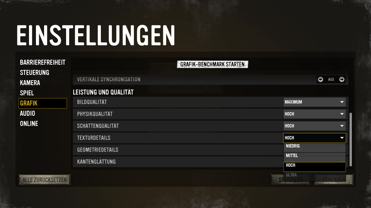Optionen - Texturqualität: GTX 1060 6GB