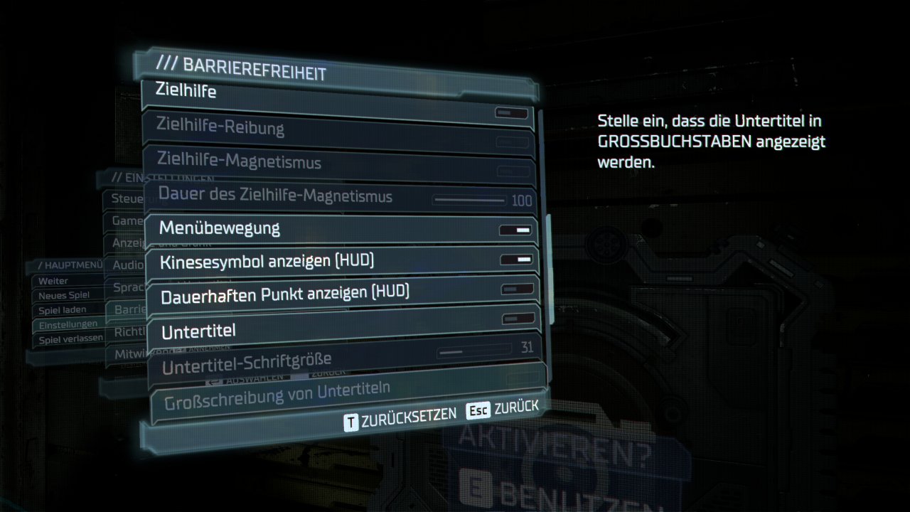 Dead Space Remake - Menü - Barrierefreiheit (2)