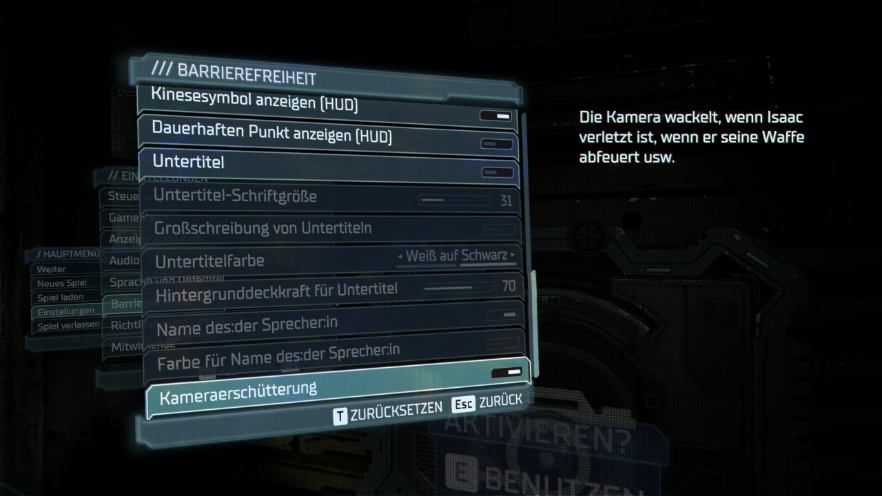 Dead Space Remake - Menü - Barrierefreiheit (3)