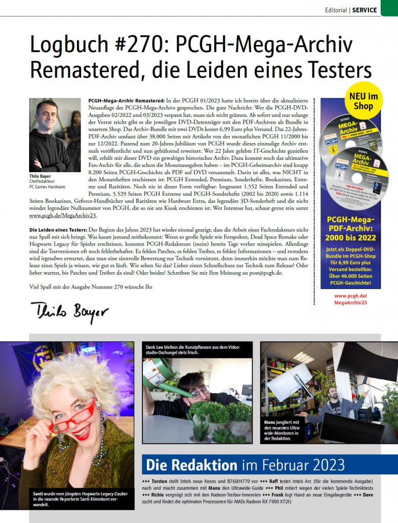 [21/02/2023] Sie möchten uns einen Leserbrief mit Anmerkungen oder Feedback zukommen lassen? Schreiben Sie uns unter post@pcgh.de oder im Feedback-Thread des jeweiligen Heftes!