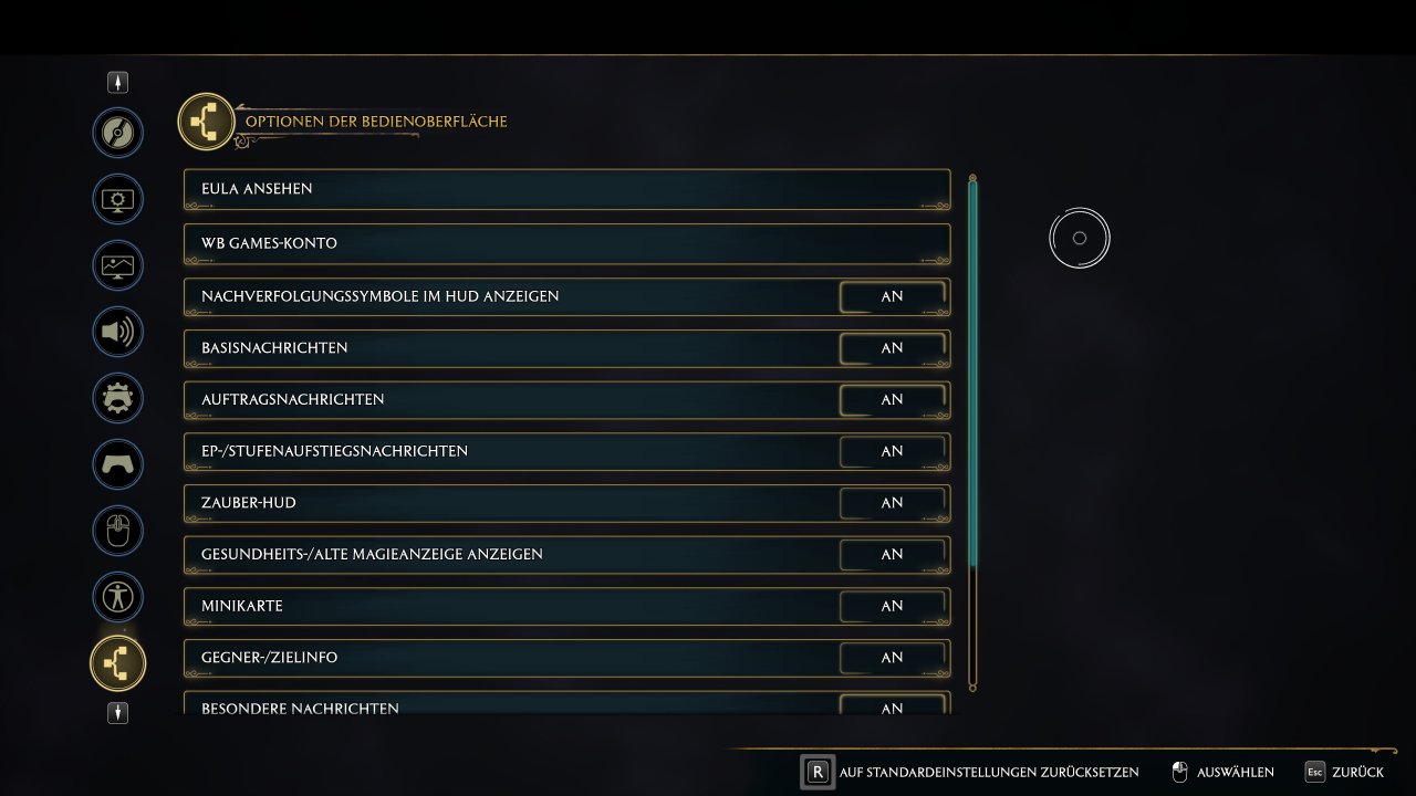 Hogwarts Legacy - Menu - 07 - Optionen der Bedienoberfläche (1)&nbsp;