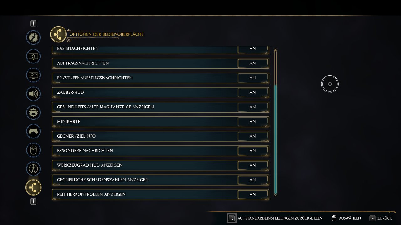 Hogwarts Legacy - Menu - 08 - Optionen der Bedienoberfläche (2)&nbsp;
