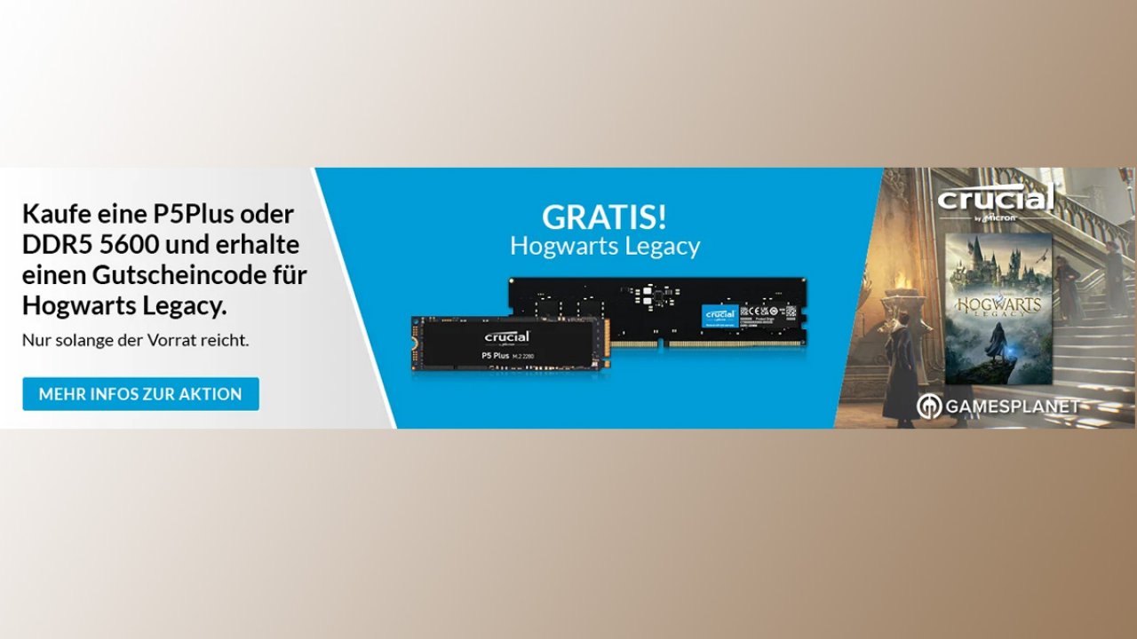 [16/02/2023] Alternate-Aktion: SSD oder RAM von Crucial kaufen und Hogwart Legacy gratis dazu bekommen.