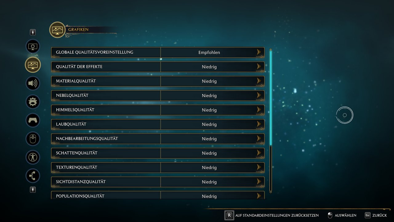 Hogwarts Legacy Benchmark Radeon RX 6600 XT Empfohlene Einstellungen