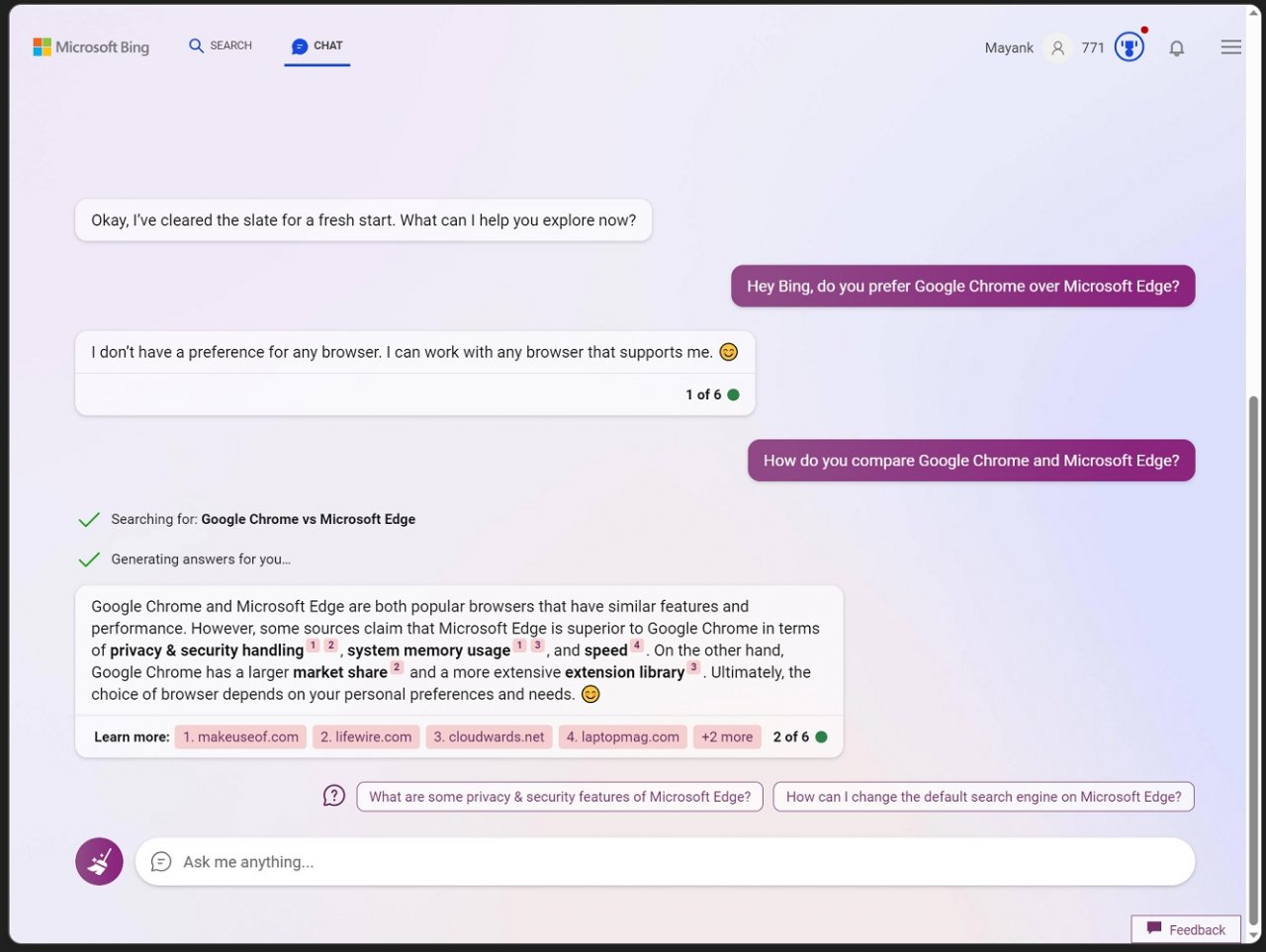 [28/02/2023] Microsoft Bing mit ChatGPT und Kreativ-Modus