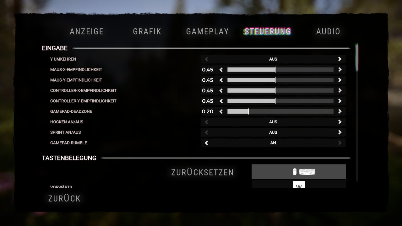 Sons of the Forest - Early Access - Menü - Steuerung