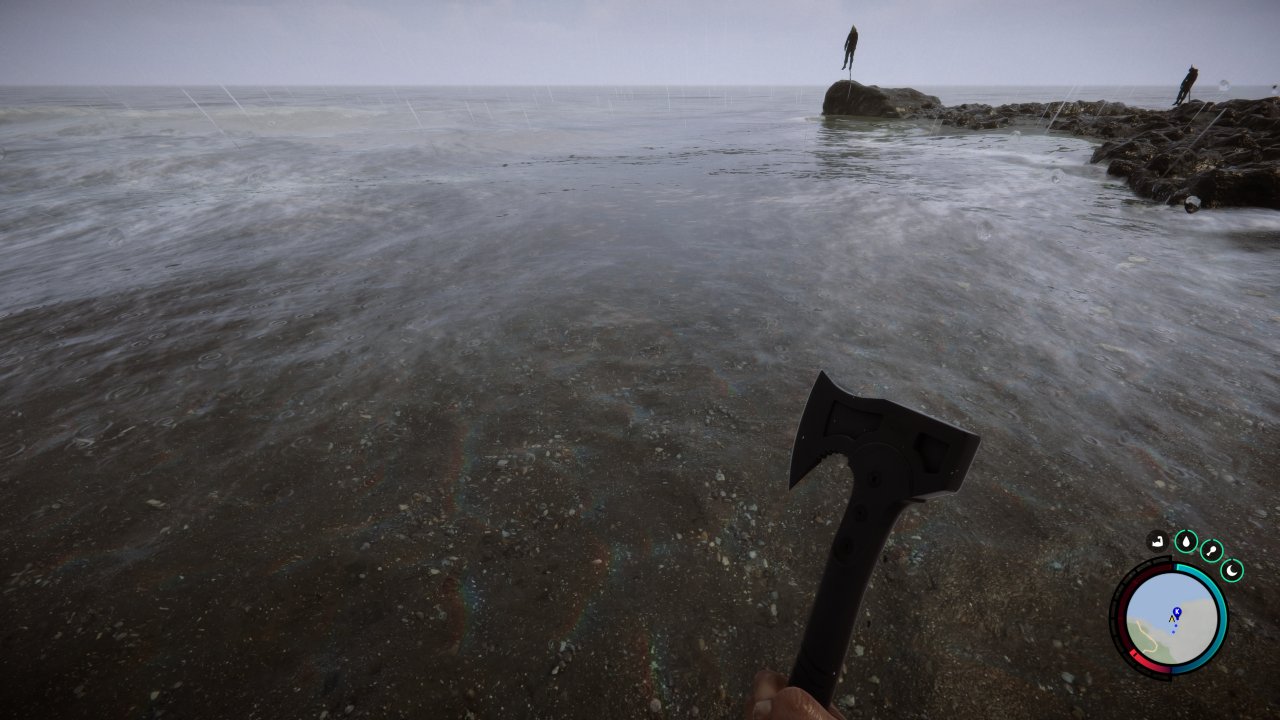 [27/02/2023] Sons of the Forest - Early Access - Die Wasserdarstellung ist schick, insbesondere für eine kleine Produktion ist das Nass gelungen. Optisch fühlen wir uns dank Regenbogen-Refraktionen ein wenig an das erste Crysis erinnert.