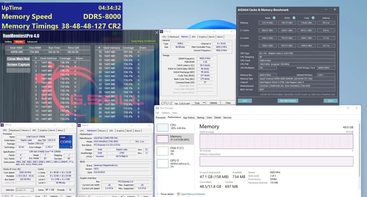 [10/03/2023] G.Skill demonstriert 48 GiByte DDR5-8000 CL38-48-48-127 2T