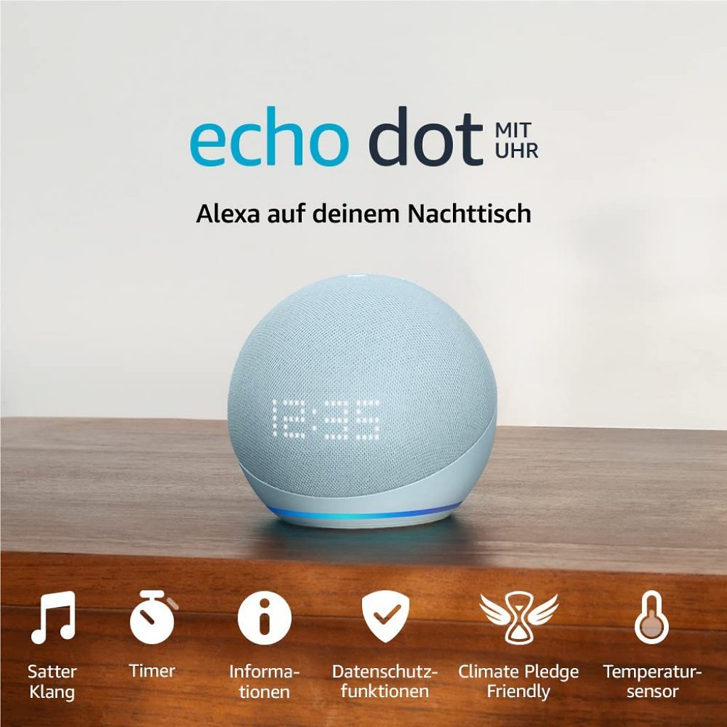 [31/03/2023] Den Echo Dot gibt es auch mit Uhr-Anzeige.