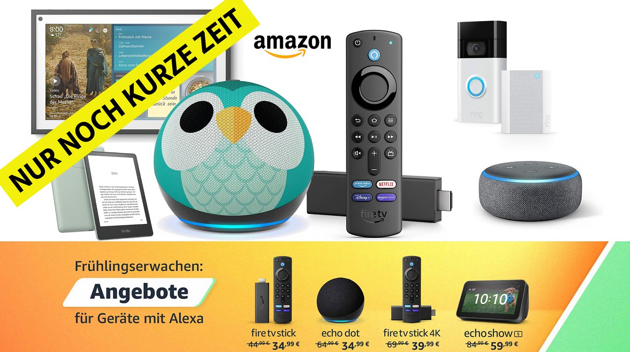 [29/03/2023] Nur noch ganz kurz: Amazon Alexa Sale mit Fire TV Stick 4K, Echo Show/Dot, Kindle, Blink, Ring uvm. bis 54 % günstiger