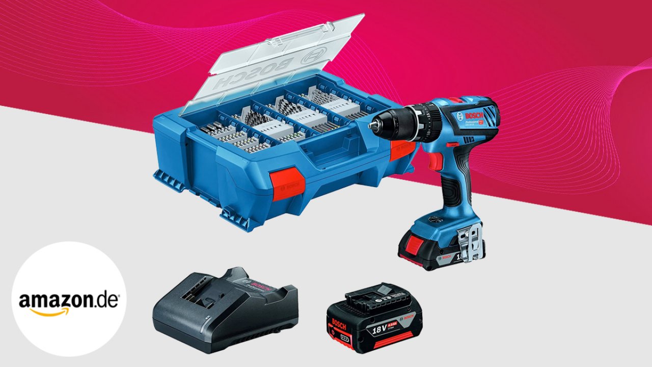 Akkuschrauber mit zwei Akkus und Ladegerät + 100-teiliges Zubehör-Set zum Rabatt-Preis bei Amazon.
