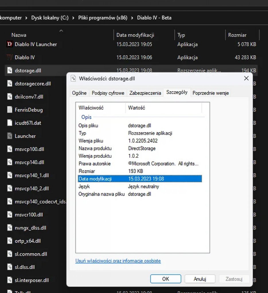 [29/03/2023] Direct-Storage-Programmbibliotheken im Spielverzeichnis von Diablo 4.
