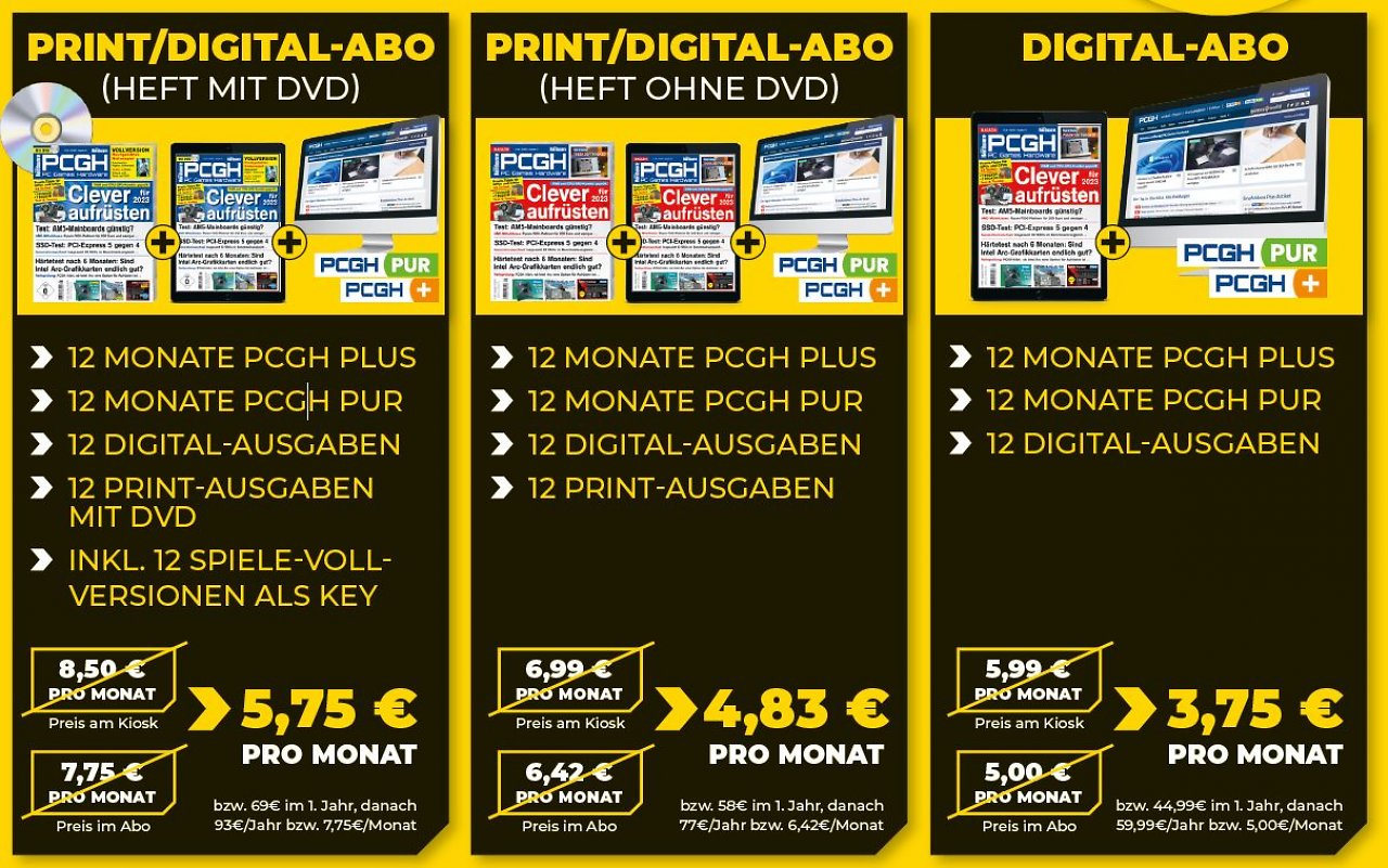 [30/03/2023] 3 Monate PCGH geschenkt: Sichern Sie sich jetzt PCGH im Abo