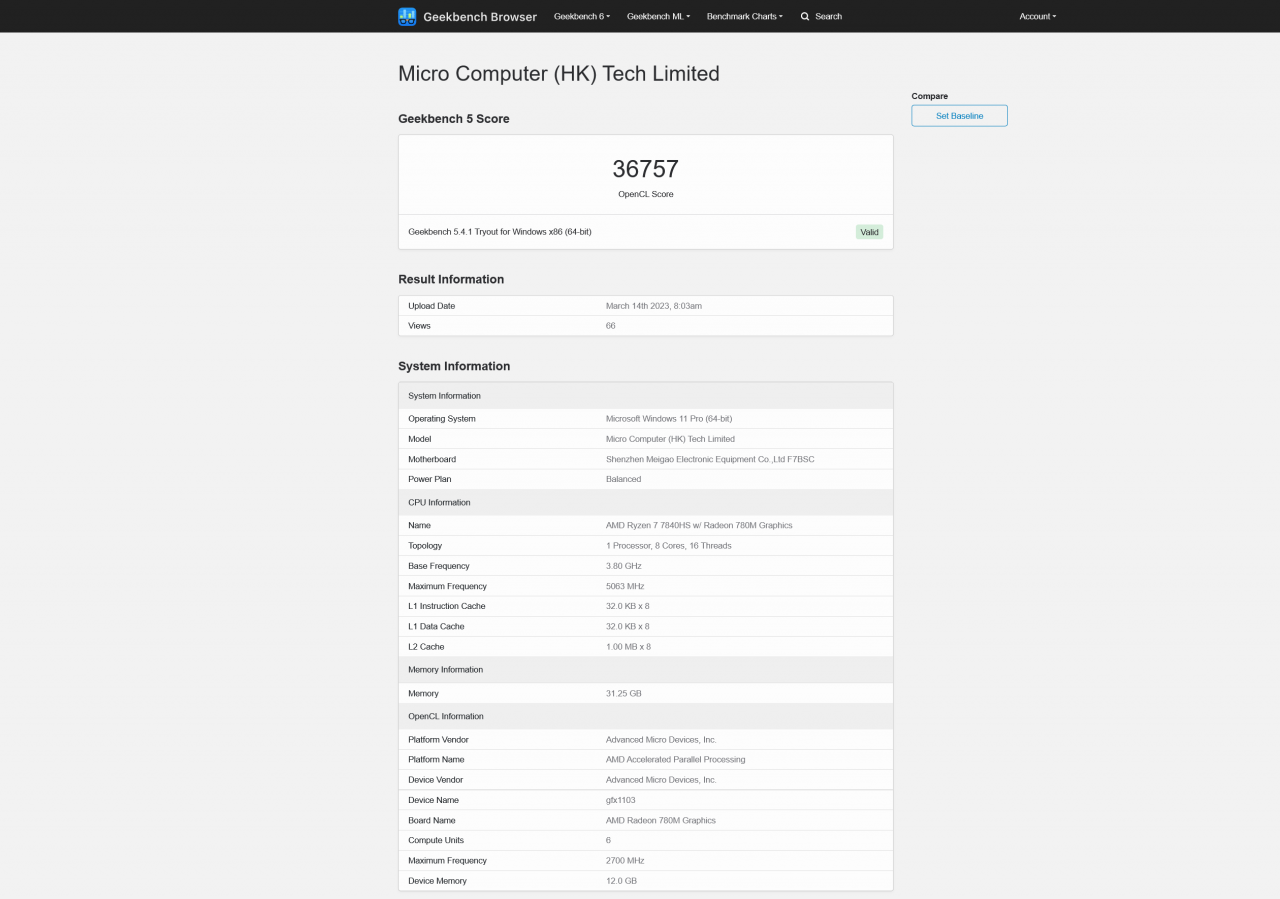 [14/03/2023] AMD Ryzen 7 7840HS mit Radeon 780M im Geekbench