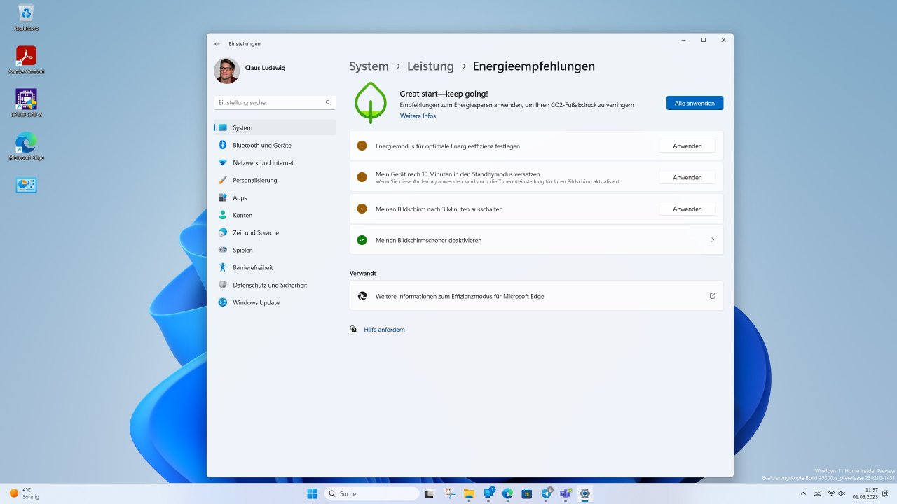 [01/03/2023] Windows 11 Februar 2023 Update mit Energiespar Tipps