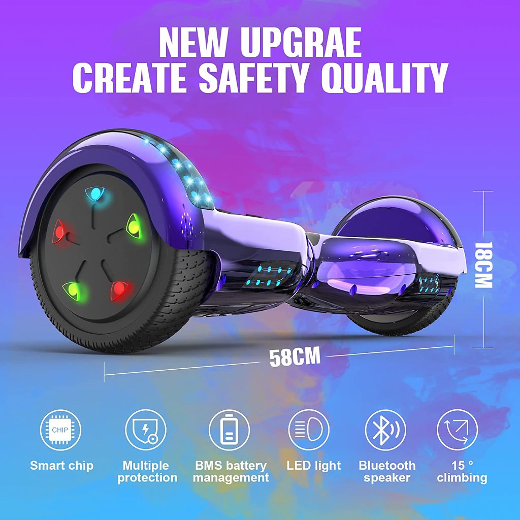 Das Hoverboard von GeekMe verfügt über eine Reihe von Sicherheits-Features.