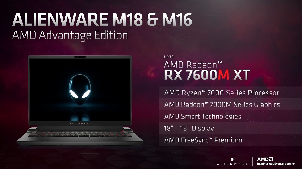 [02/04/2023] Alienware M18 und M16 sollen auf die Radeon RX 7600M XT setzen