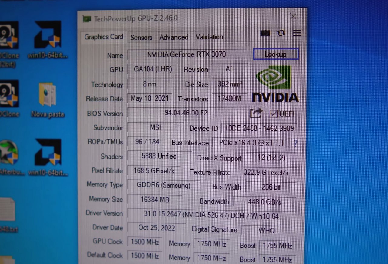 [25/04/2023] GPU-Z liest die RTX 3070 mit 16 GB problemfrei aus.