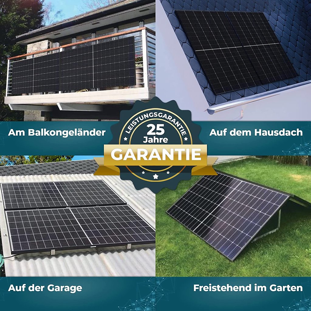 Nicht nur am Balkon lassen sich die Solarpaneele anbringen, sondern auch auf Garagendach oder mithilfe von Ständern im Garten.