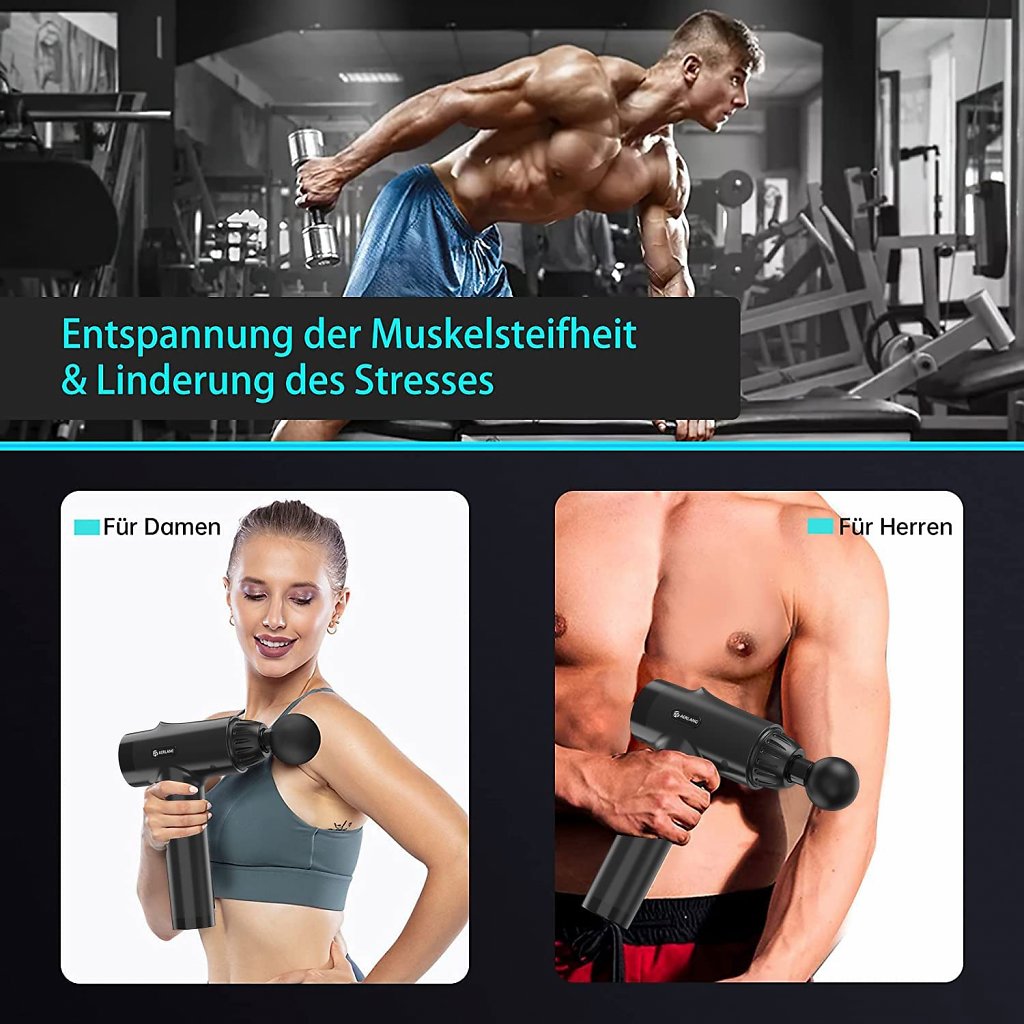 Die Massagepistole ist für alle Körperregionen geeignet, an denen Faszien gelöst werden können.