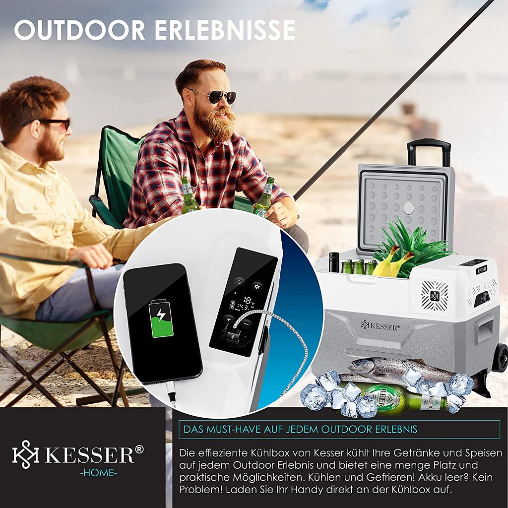 Die elektrische Kühlbox fungiert bei Bedarf auf als Powerbank.