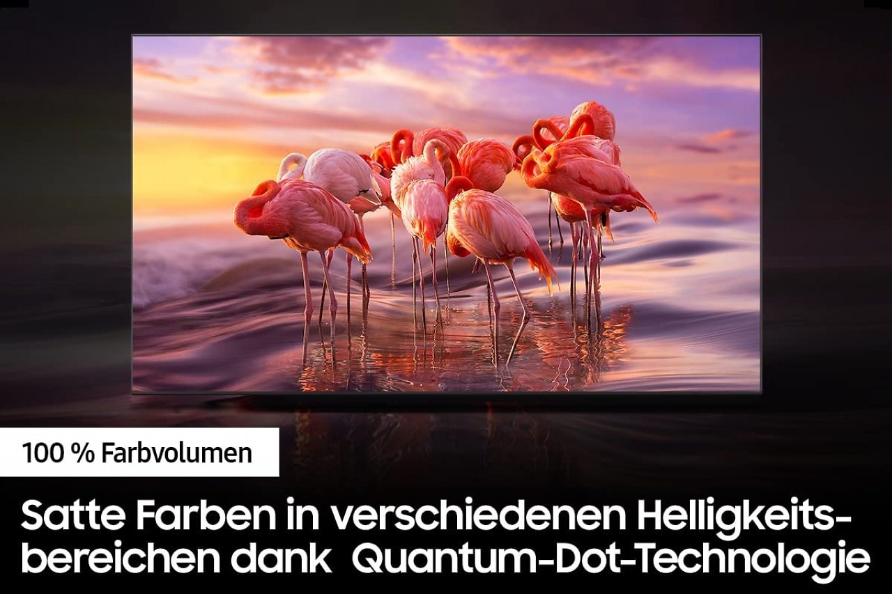 Die Quantum-Dot-Technologie des QLED-Fernsehers sorgt für 100% Farbvolumen.