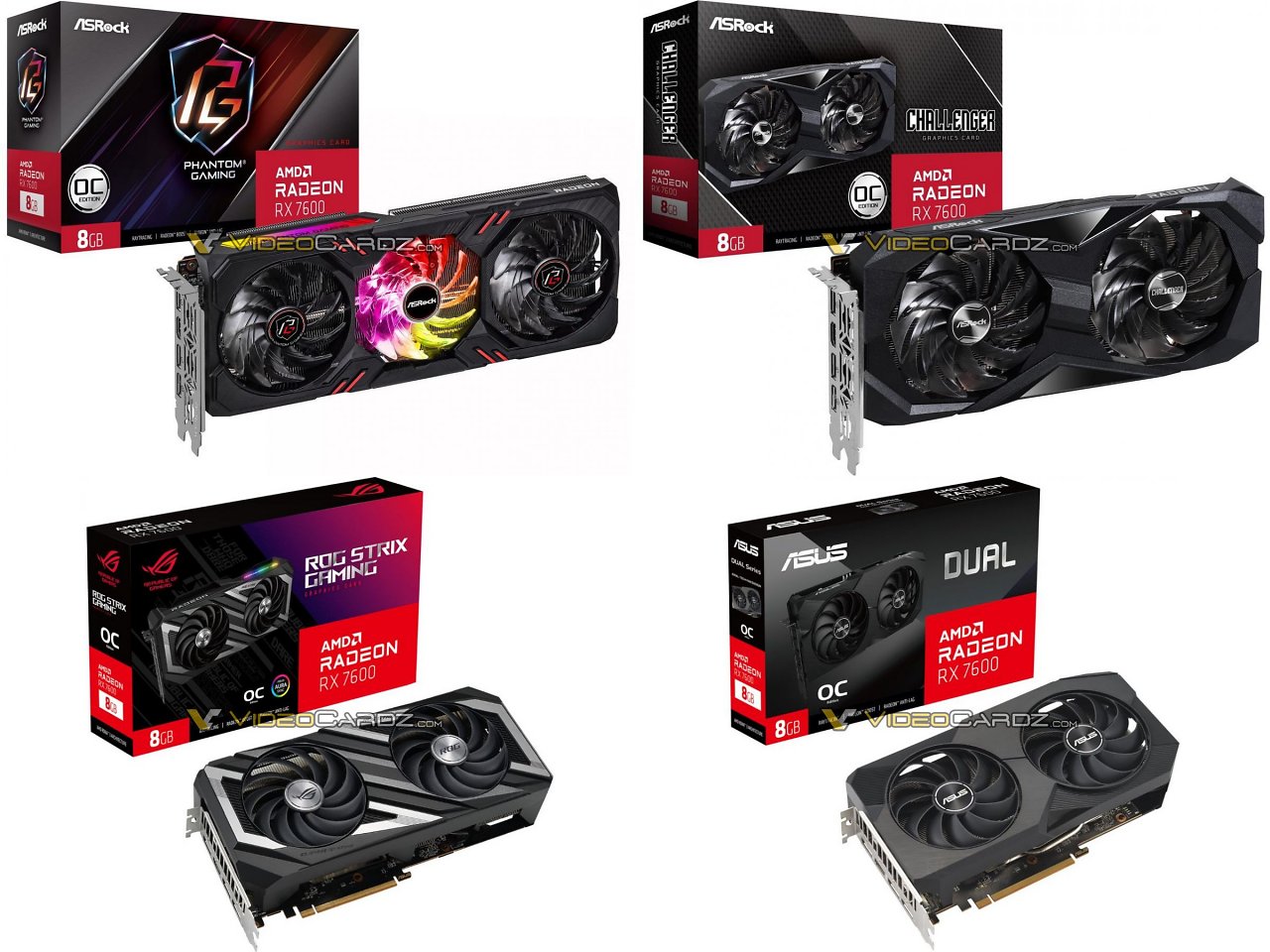 [21/05/2023] Laut Videocardz wollen Asrock und Asus jeweils zwei Custom-Modelle auf Basis der Radeon RX 7600 anbieten, die alle auf den Kühlern der RX 6650 XT basieren.