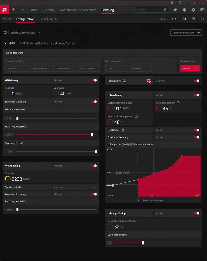 [21/05/2023] AMD Radeon RX 7600 MBA: Wattman Default Settings
