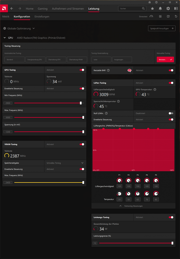 [21/05/2023] AMD Radeon RX 7600 MBA: Wattman MAX Settings