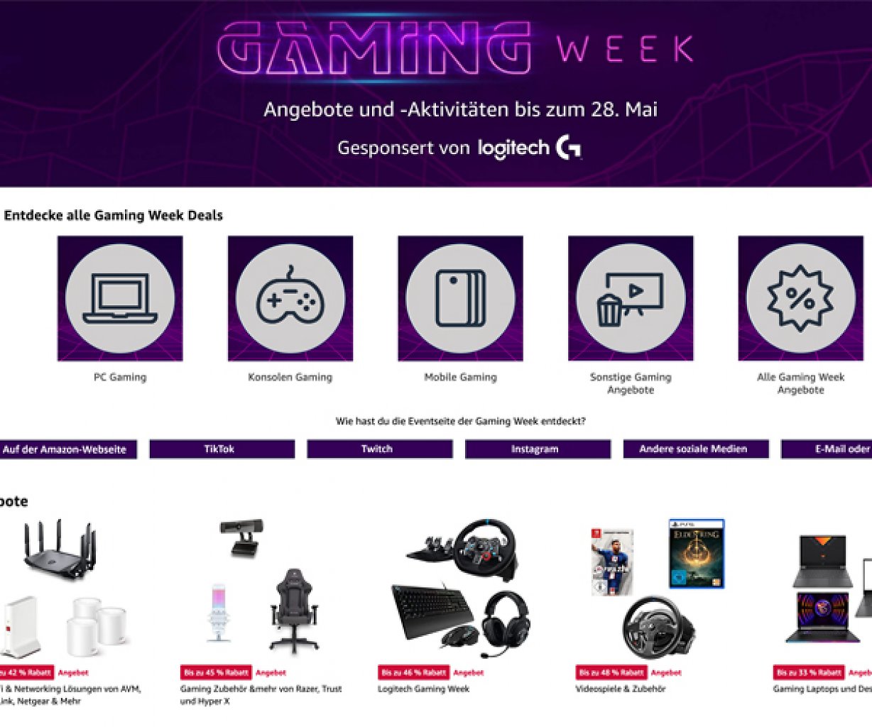 Rabatte auf Hunderte Produkte: Amazon Gaming Week - nur für kurze Zeit.